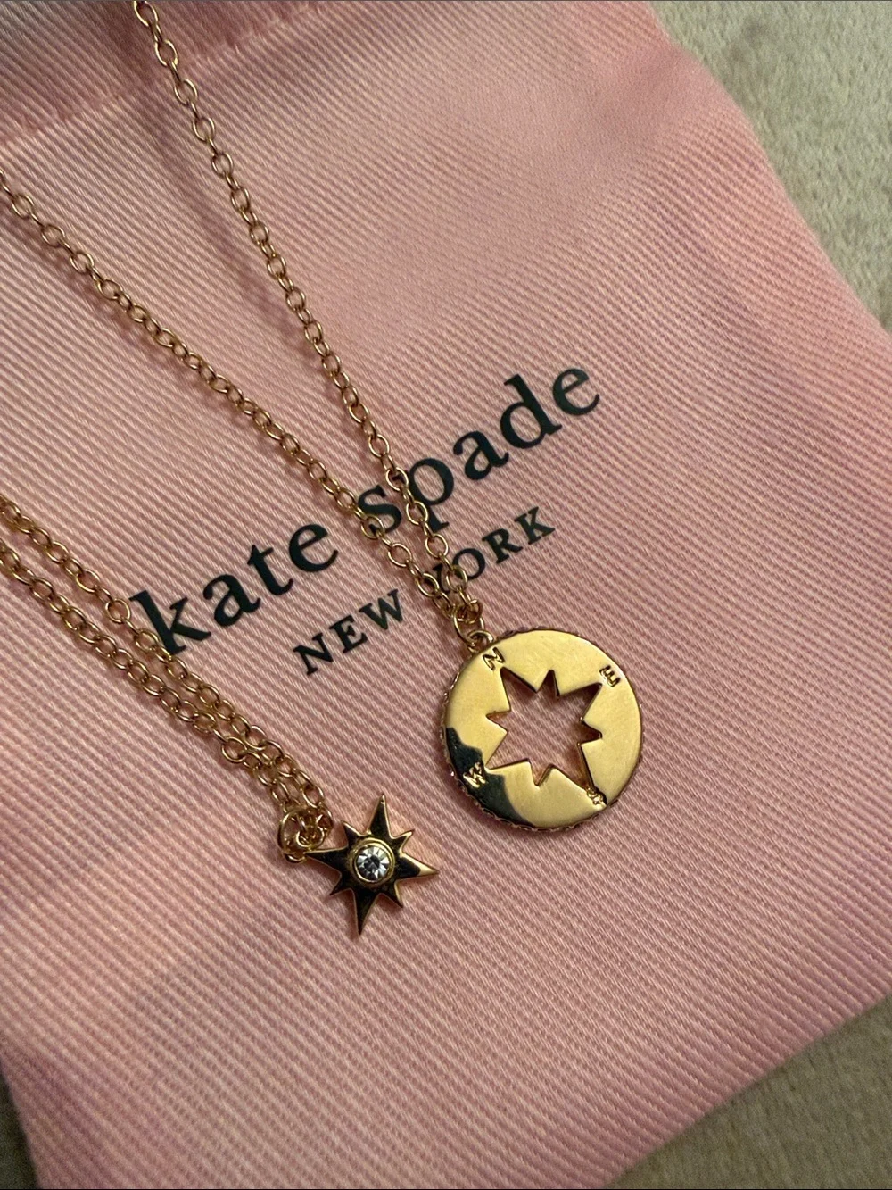 kate spade Gold Compass Star Pendant Layered Necklace